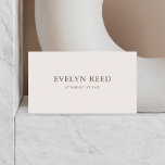 Carte De Visite Élégant minimaliste Simple Soft Beige<br><div class="desc">Revenez dans le temps avec notre carte de visite de style rétro minimaliste. Doté de votre nom dans la police emblématique Glass Antiqua sur le devant, ce design dégage un charme vintage et une élégance intemporelle. Parfait pour ceux qui apprécient les classiques, notre carte offre un clin d'oeil élégant à...</div>