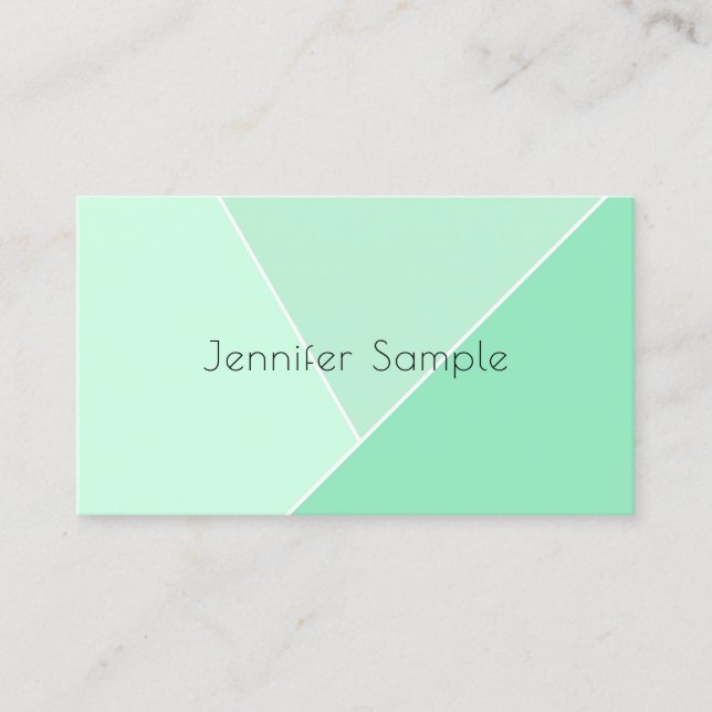 Carte De Visite Elégant Mint Green Moderne Simple Design Modèle (Devant)