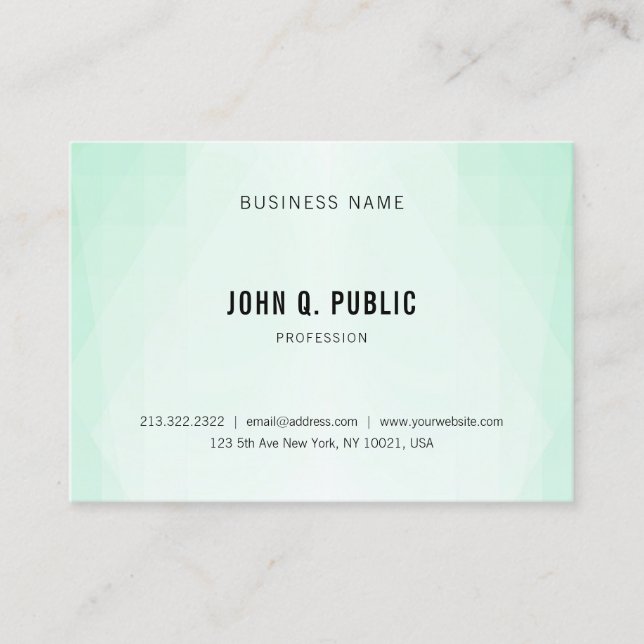 Carte De Visite Elégant Mint Green Professionnel Simple Modèle (Devant)