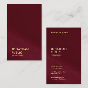 Carte De Visite Elégant Modèle de texte Faux Gold Burgundy Red Lux