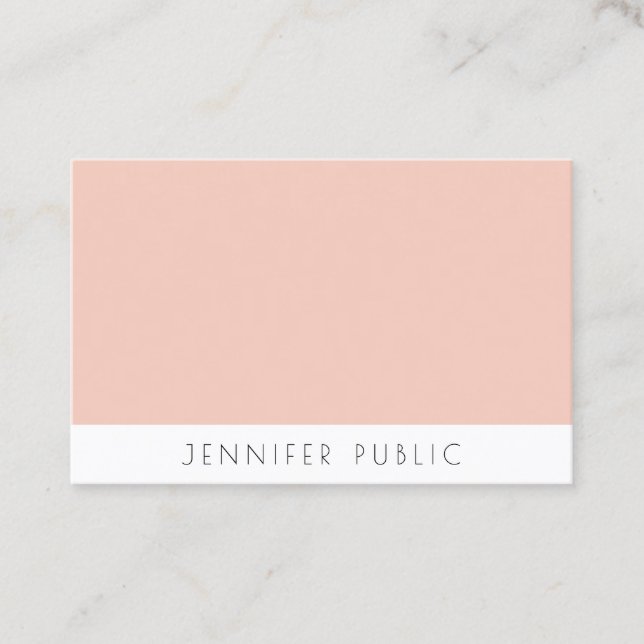 Carte De Visite Élégant Modèle moderne Blush Rose Blanc Simple (Devant)