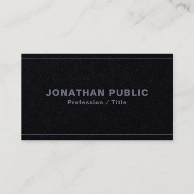 Carte De Visite Élégant Modèle Premium papier noir luxe (Devant)