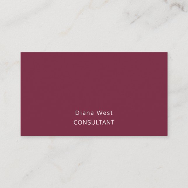 Carte De Visite Elegant Modern Burgundy Red Business Card (Devant)