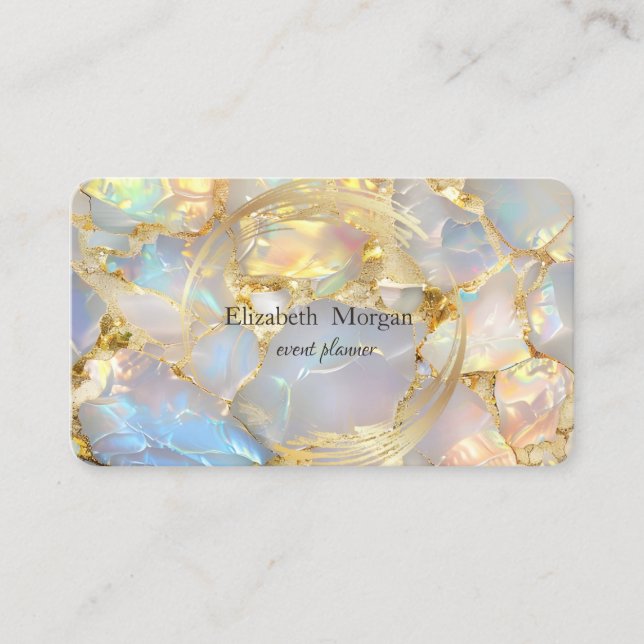 Carte De Visite Elegant Modern Gold Circle Opal Stone (Devant)