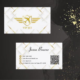 Carte De Visite Elégant Modern Gold Professional, QR Code