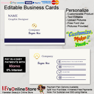 Carte De Visite Elegant Modern Minimalist Navy Blue Cream Pearl