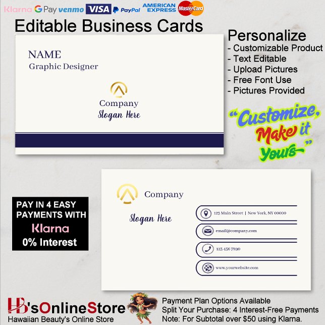 Carte De Visite Elegant Modern Minimalist Navy Blue Cream Pearl (Elegant Modern Minimalist Navy Blue Cream Pearl Business Card.)