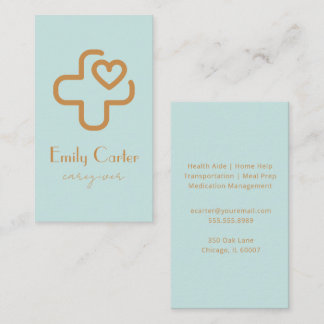 Carte De Visite Elegant Modern Minimalist Professional Caregiver 