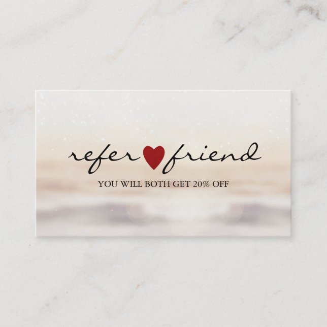 Carte De Visite Elegant Modern Minimalist Red Heart Referral Card (Devant)