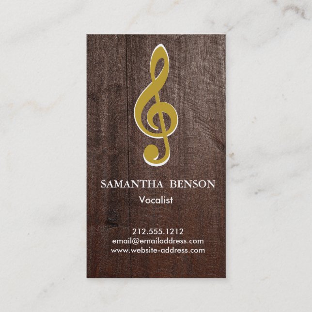 Carte De Visite Elegant Modern Musical Clef Logo Vocalist Singer (Devant)
