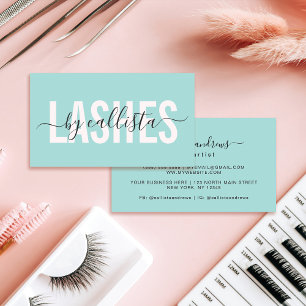 Carte De Visite Elegant Modern Simple Mint Typography Lashes