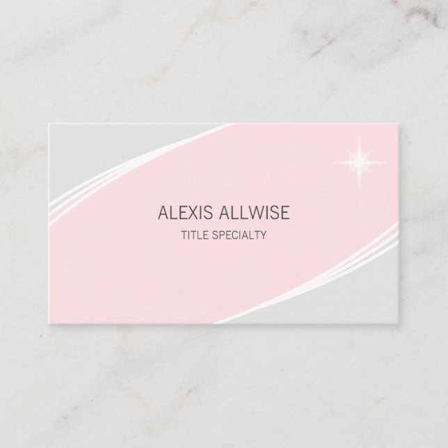 Carte De Visite Élégant Moderne Argent, Rose Corail & Blanc (Devant)