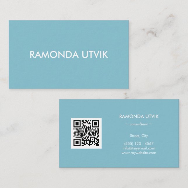 Carte De Visite Élégant Moderne avec code QR (Devant / Derrière)