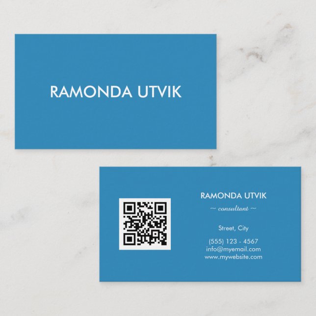 Carte De Visite Élégant Moderne avec code QR (Devant / Derrière)