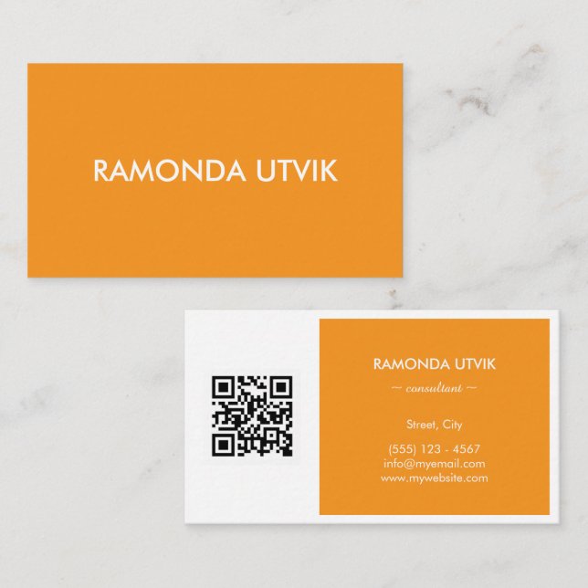 Carte De Visite Élégant Moderne avec code QR (Devant / Derrière)
