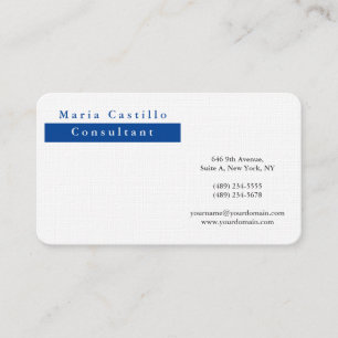 Carte De Visite Élégant Moderne Bleu Foncé Blanc Minimaliste