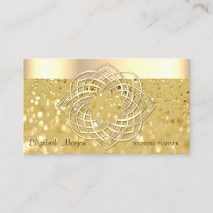 Carte De Visite Élégant Moderne, Bokeh Pailleté, Bordure Dorée Fau