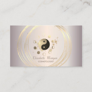 Carte De Visite Élégant Moderne Cercle Doré Lune Ying Yang Brillan