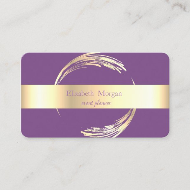 Carte De Visite Élégant Moderne Cercle Violet, Or (Devant)