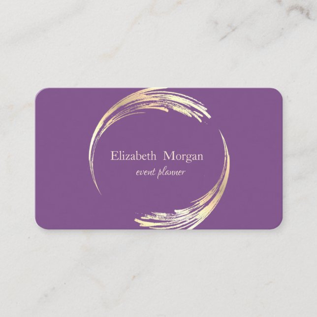 Carte De Visite Élégant Moderne Cercle Violet, Or (Devant)