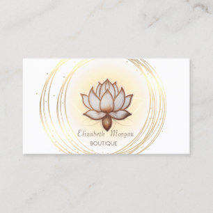 Carte De Visite Élégant Moderne Cercles Blancs Or Lotus Marron