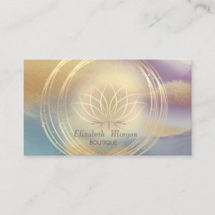 Carte De Visite Élégant Moderne, Cercles Dorés Lotus Coloré