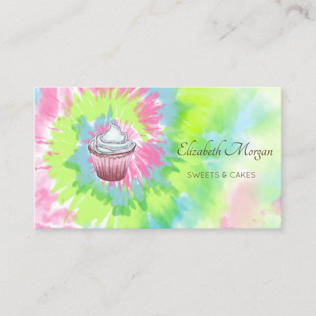 Carte De Visite Élégant, Moderne, Chic Cupcake Tie Dye (Devant)