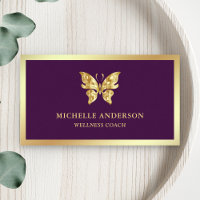 Élégant Moderne Chic Papillon Feuille d'Or Violet