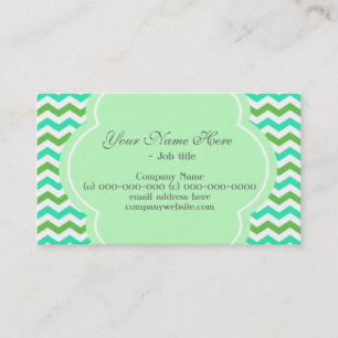 Carte De Visite Elégant, moderne classique, vert & blanc chevron
