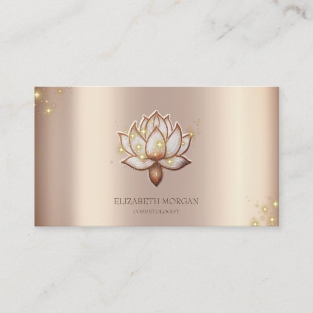 Carte De Visite Élégant Moderne Cool Sparkle Brun Lotus  (Devant)