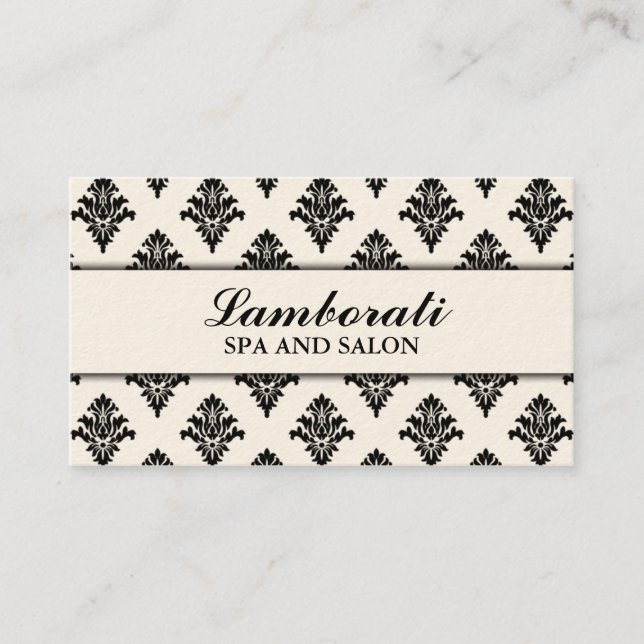 Carte De Visite Élégant moderne de damassé de crème florale (Devant)
