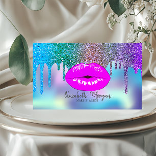 Carte De Visite Elégant Moderne Drips Holographique Lips maquillag
