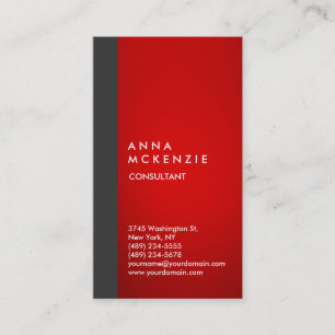 Carte De Visite Élégant moderne élégant Vertical Gris Rouge Gris