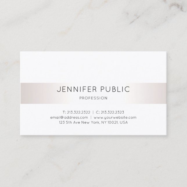 Carte De Visite Élégant Moderne Épuré Faux Argent Simple Luxe Chic (Devant)