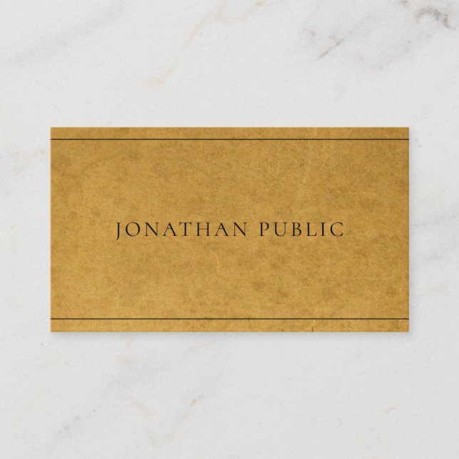 Carte De Visite Élégant Moderne Faux Papier Kraft Unique Simple (Devant)
