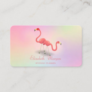 Carte De Visite Élégant Moderne Féminin Drôle, Flamants Rose Holog