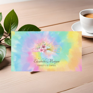 Carte De Visite Elégant Moderne Fleurs Whisk Tie Dye