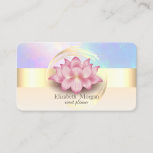 Carte De Visite Élégant moderne Gold Stripe Lotus Holographique