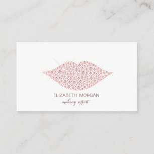 Carte De Visite Élégant Moderne,Lèvres Diamants,Maquilleuse