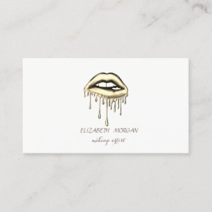 Carte De Visite Élégant Moderne, Lèvres qui Dégoulinent de Métal, 