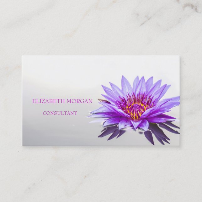 Carte De Visite Élégant Moderne Lotus Blanc Violet (Devant)