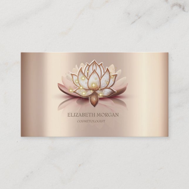 Carte De Visite Élégant Moderne Lotus Marron Froid (Devant)
