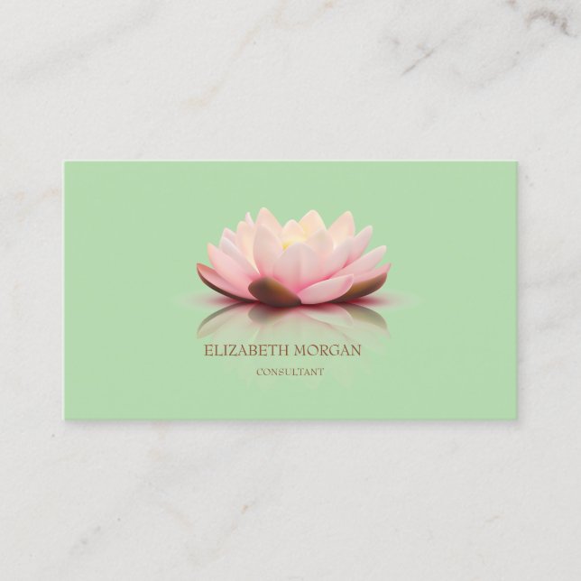 Carte De Visite Élégant Moderne Lotus Vert (Devant)