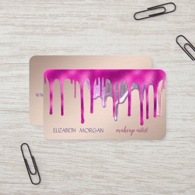 Carte De Visite Élégant Moderne, Maquilleuse, Drips (Devant/Arrière en situation)