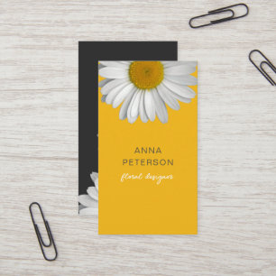Carte De Visite Élégant moderne minimal marguerite Fleur Jaune Noi