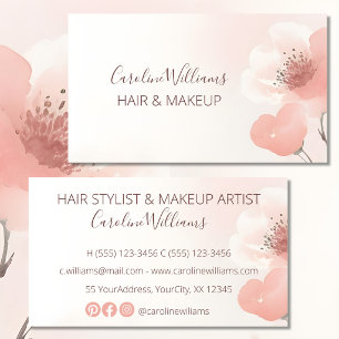 Carte De Visite Élégant Moderne Minimaliste Floral Aquarelle Rose