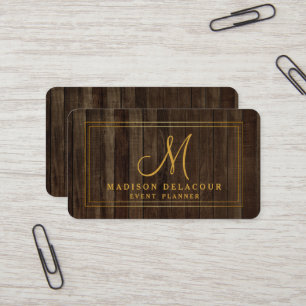 Carte De Visite Élégant Moderne Monogramme Or & Blanc Professionne