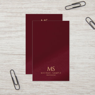 Carte De Visite Élégant Moderne Monogramme Vertical en Texte Doré 