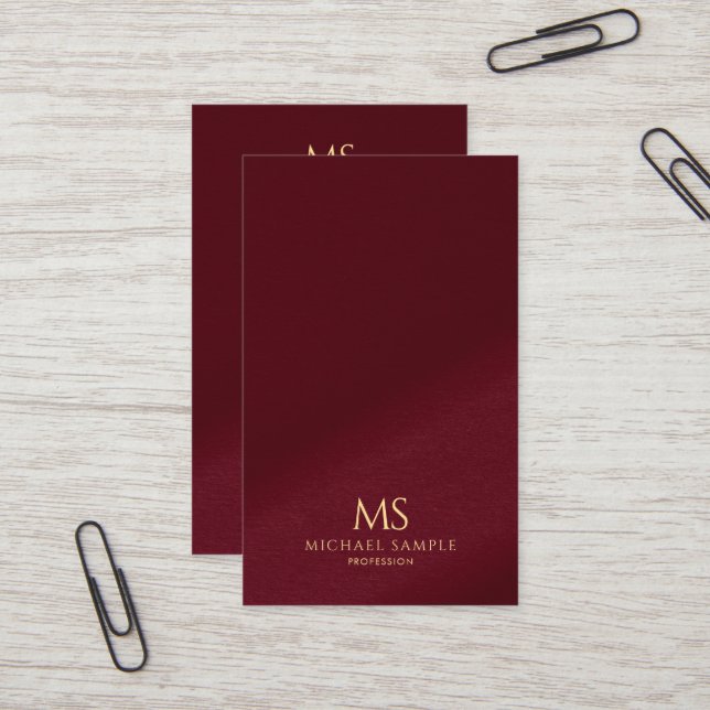 Carte De Visite Élégant Moderne Monogramme Vertical en Texte Doré  (Devant/Arrière en situation)