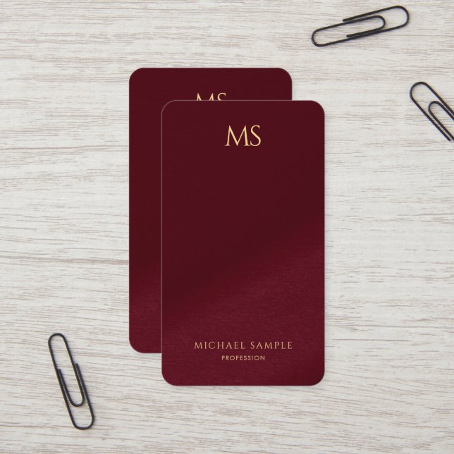 Carte De Visite Élégant Moderne Monogramme Vertical Luxe Texte Or (Devant/Arrière en situation)